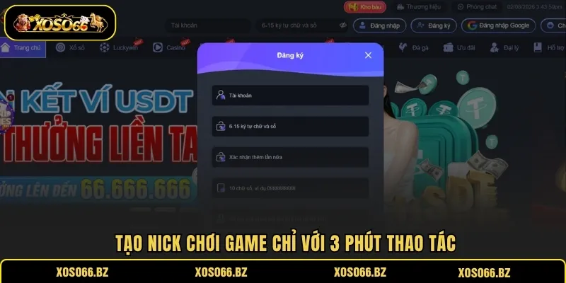 XOSO66 20 Tạo nick chơi game chỉ với 3 phút thao tác